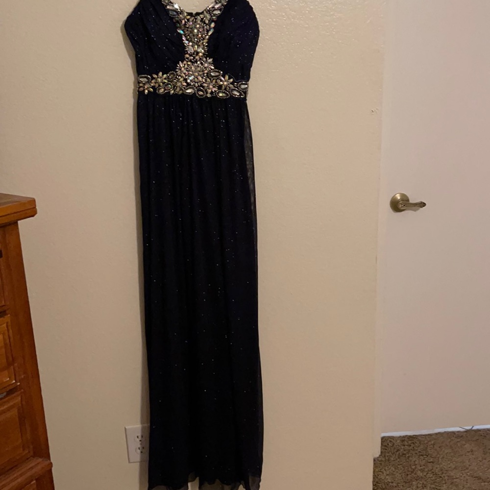 Stunning blue long beaded top dress